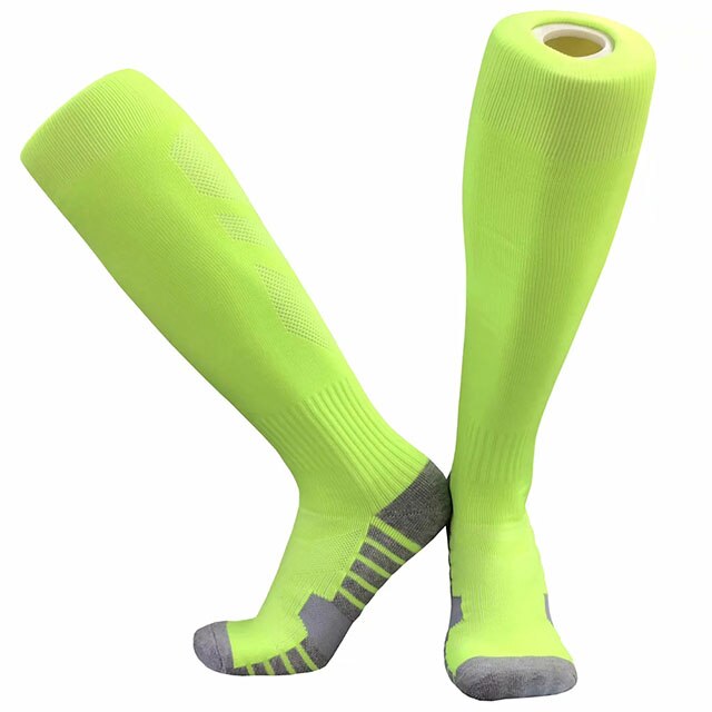 Durable Sports Socks Knee Legging Stockings Soccer Baseball Football Over Knee Ankle Men kids Socks Cycling CJM624: light green / Adult size