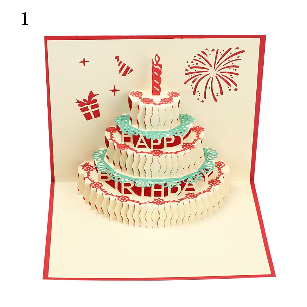 3D Pop-Up Cards Birthday Card for Girl Kids Wife Husband Birthday Cake Greeting Card Postcards Card with Envelope Stickers: 1