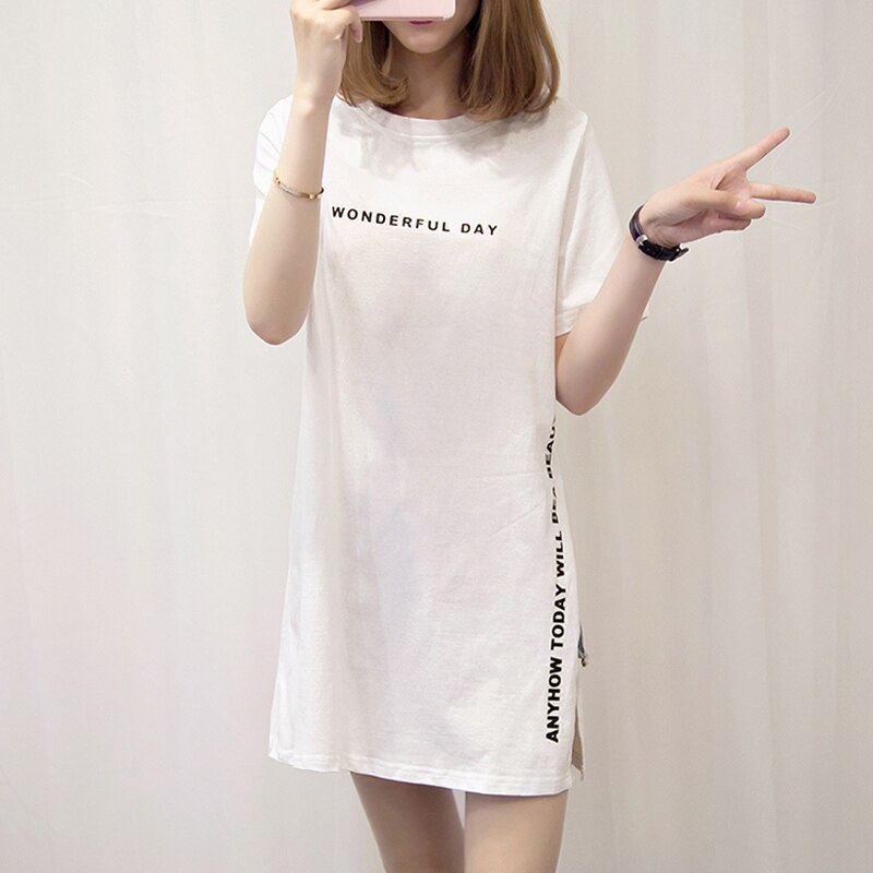 Loose casual Homewear Women Short Sleeve Cotton Blend Long Tshirt Tank Top Women O neck