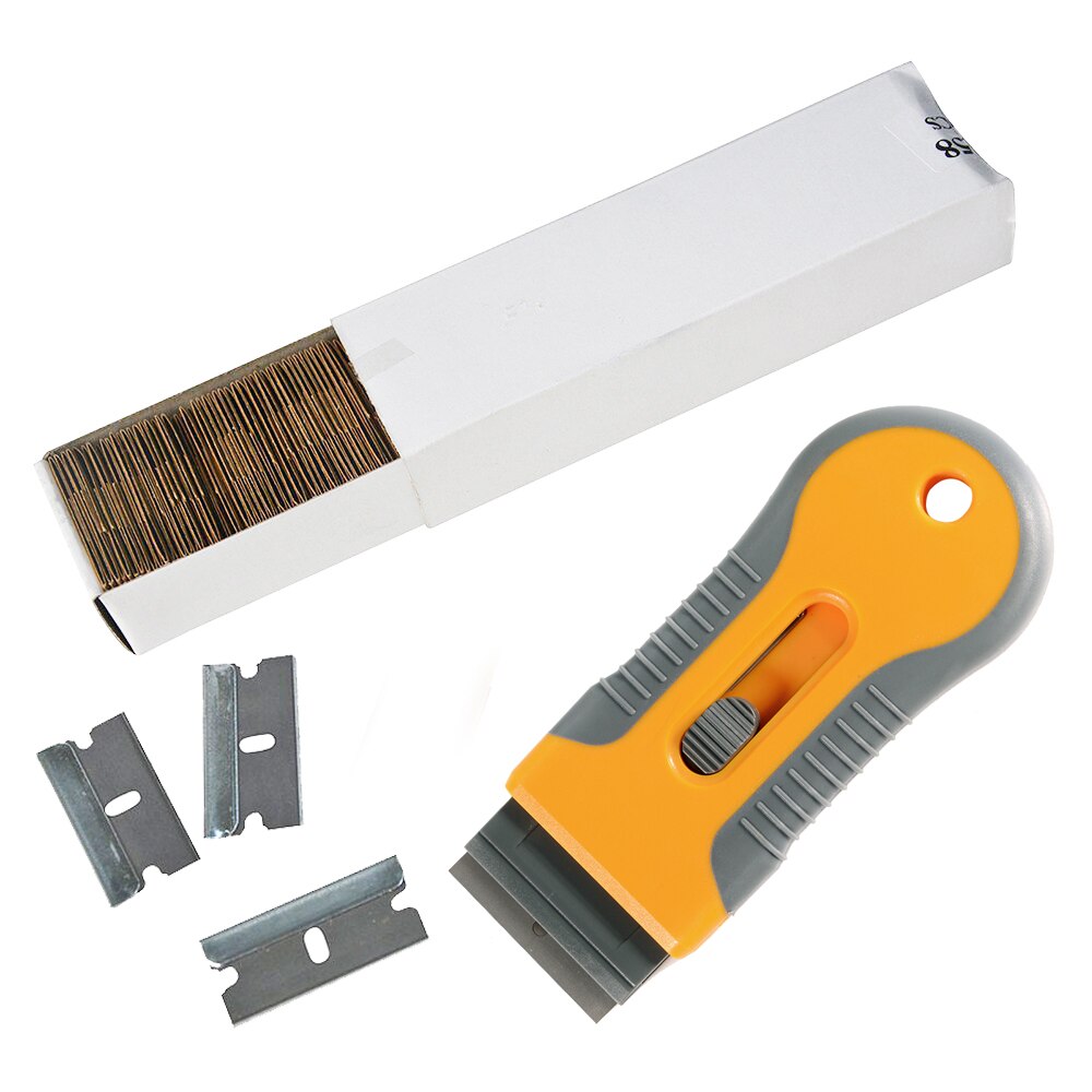 EHDIS Car Cleaning Razor Scraper Window Tint Oven Ceramic Sticker Remover Tool Vinyl Film Wrap Squeegee With Carbon Steel Blades: SET 2