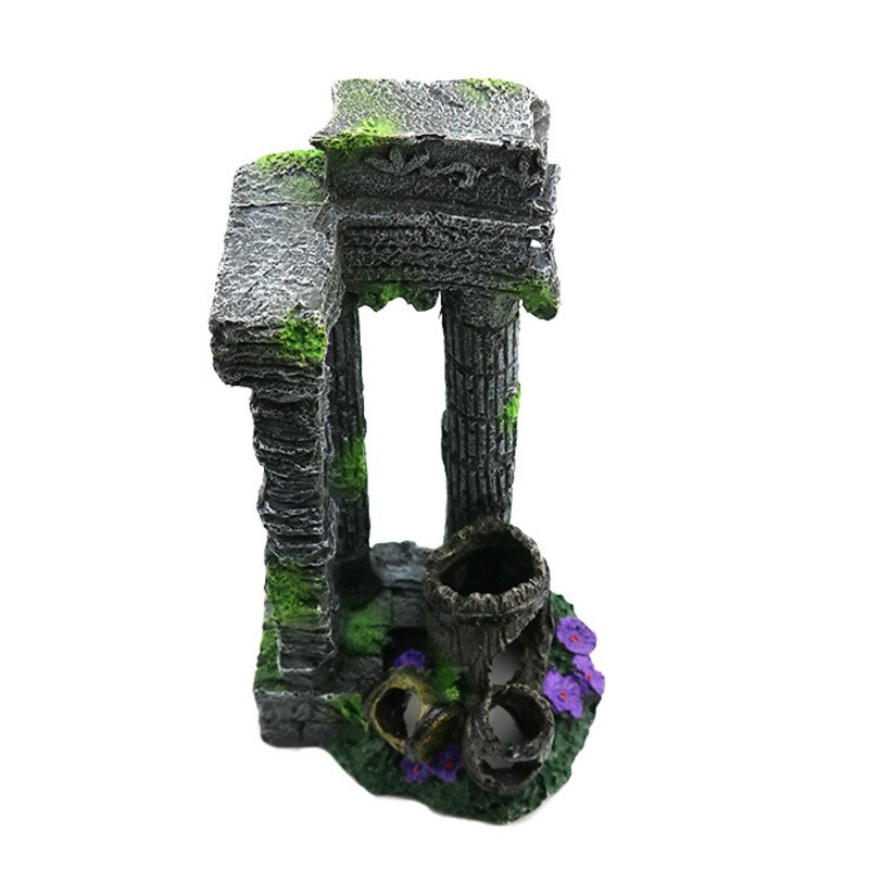 Artificial Aquarium Decoration Accessories Roman Column Fish Tank Landscaping Ruins Column Stone Cave Rock Ornaments Decor