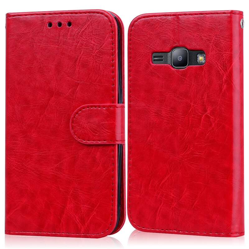 Leather Flip Case Voor Samsung Galaxy J1 Zachte Tpu Telefoon Geval Voor Samsung J1 J120 J120F/Ds flip Case Voor Samsung J1: Red