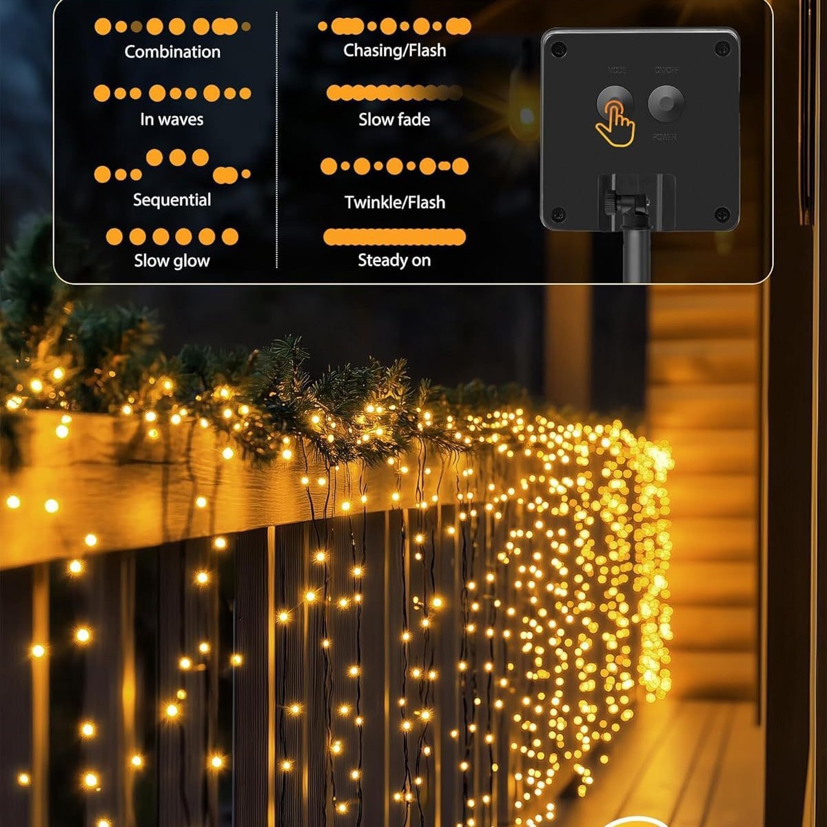 Guirnalda de luces LED solares para exteriores, luces de hadas para jardín, 8 modos de iluminación, lámpara Solar para acampar, Patio, boda, decoración navideña