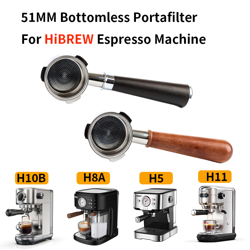 51mm 3 ears Bottomless Coffee Portafilter for HiBREW H10/H10B/H11/H8A/H5 Espresso Machine Stainless Steel Coffee Filter