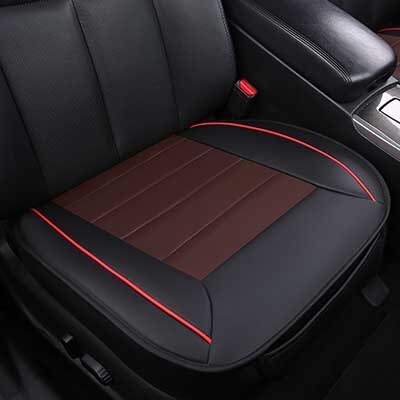 De coche de cuero Set de funda de asiento no diapositiva de protectores de cojines de tamaño Universal para Granta Vesta Chery KIA Mazda Toyota Polo BYD: black and coffee