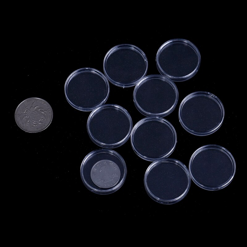 Diameter 26mm 10pcs/pack Round Useful Transparent Coin Capsules Crafts Containers Storage/Collection Boxes Holders