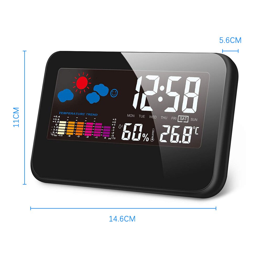Zegar pogodowy wyświetlacz cyfrowy termometr zegar wilgotności kalendarz alarmowy LCD alarm stacji meteorologicznej bezprzewodowy miernik temperatury