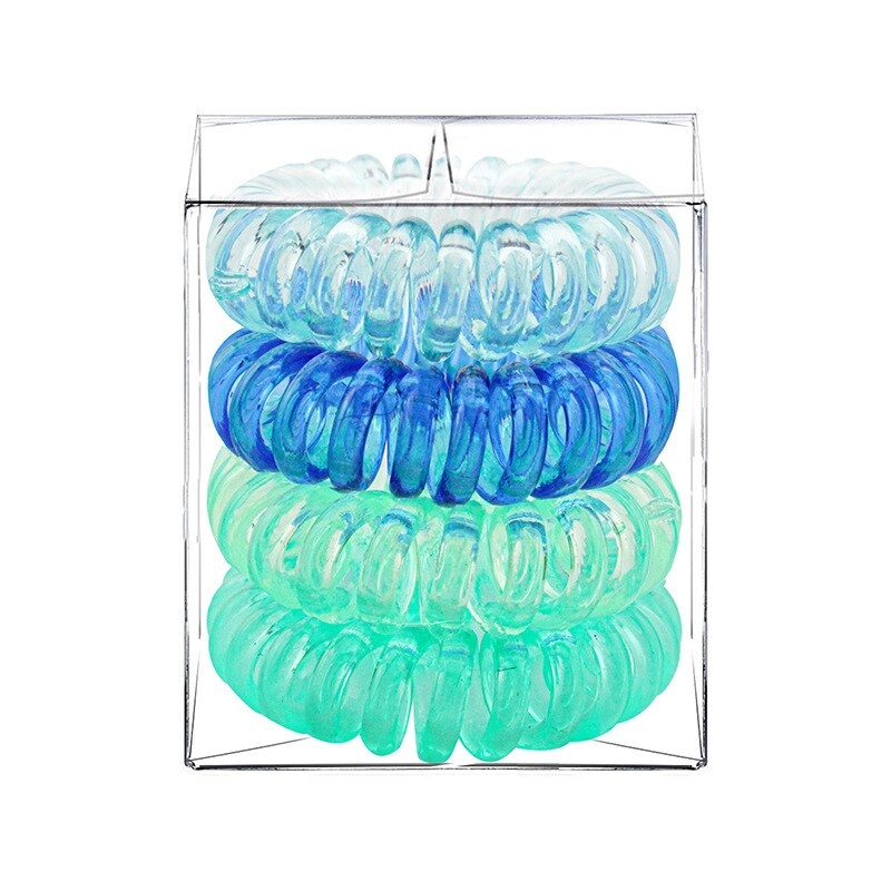 4 Pcs/Box Telephone Wire Elastic Hair Rubber Bands Transparent Spiral Hair Ties Rings Gum for Women Girls Hair Accessories: 3