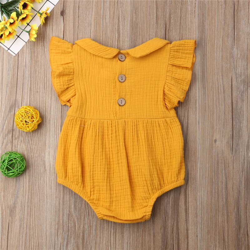 Summer Cute Infant Baby Girls Boy Cotton Ruffles Sleeveless Bodysuit Outfits Round Neck Jumpsuit Child Kids Sunsuit 0-24M