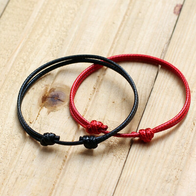 2x Leather Cord Sliding Knot Adjustable Couple Leather Bracelet Jewelry Making Findings Lucky Black Red Cord Friendship Bangle: 1Black and 1Red