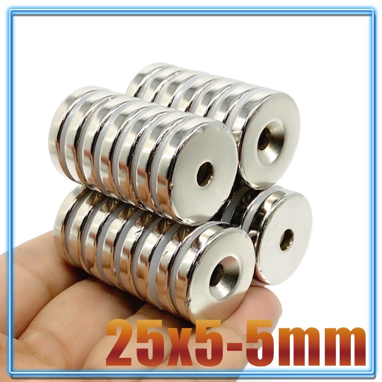 Aimants puissants permanents en néodyme, lot de 2 à 100 aimants puissants, 25x5mm, trou de 5mm