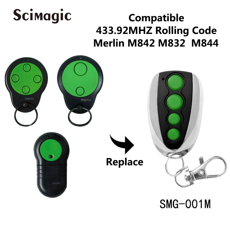 Merlin Garage Door Remote Command Opener Switch Remote Controller M842 M832 M844 Rolling Code 433.92MHz