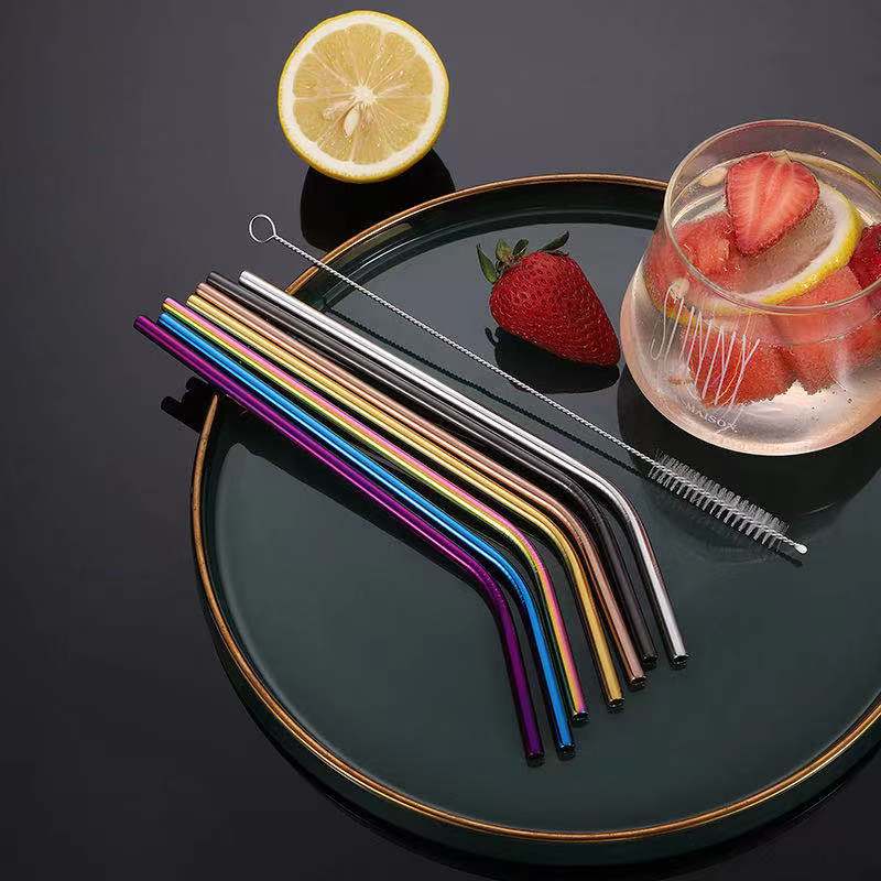 Metal straws stainless steel straw reusable black straws metal drink straws reusable Drinking Straws glass straw portable straw