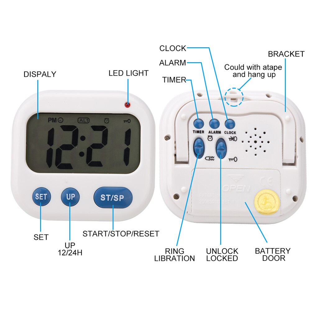 SALES！！ Vibration Backlight LED Digital Timer Electronic Desktop Student Alarm Clock