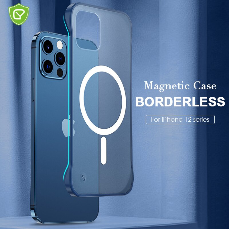 Magnetic frameless case For iphone 12 Pro Max mini Matte Back Cover No Fingerprint case For Apple iphone 6.1 6.7 accessories