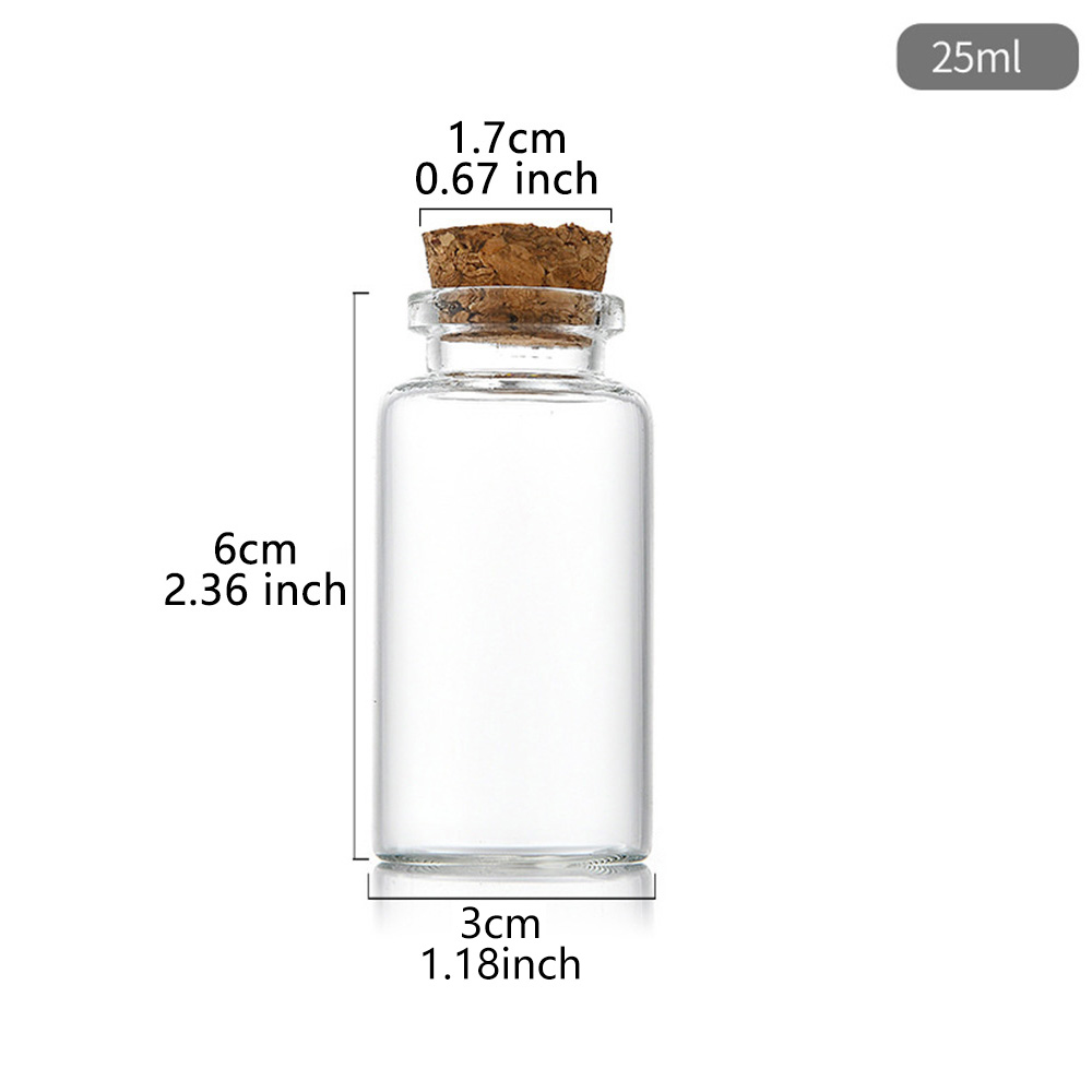 20 pièces 10ml 15ml 20ml 25ml 30ml jolies bouteilles de souhaits en verre transparent avec bouchon en liège bouteilles d'épices vides pots bricolage artisanat flacons: kaki foncé