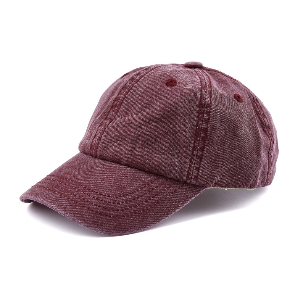 Vintage Washed Cotton Adjustable Baseball Caps Men and Women, Unstructured Low Profile Plain Classic Black Dad Hat: Maroon