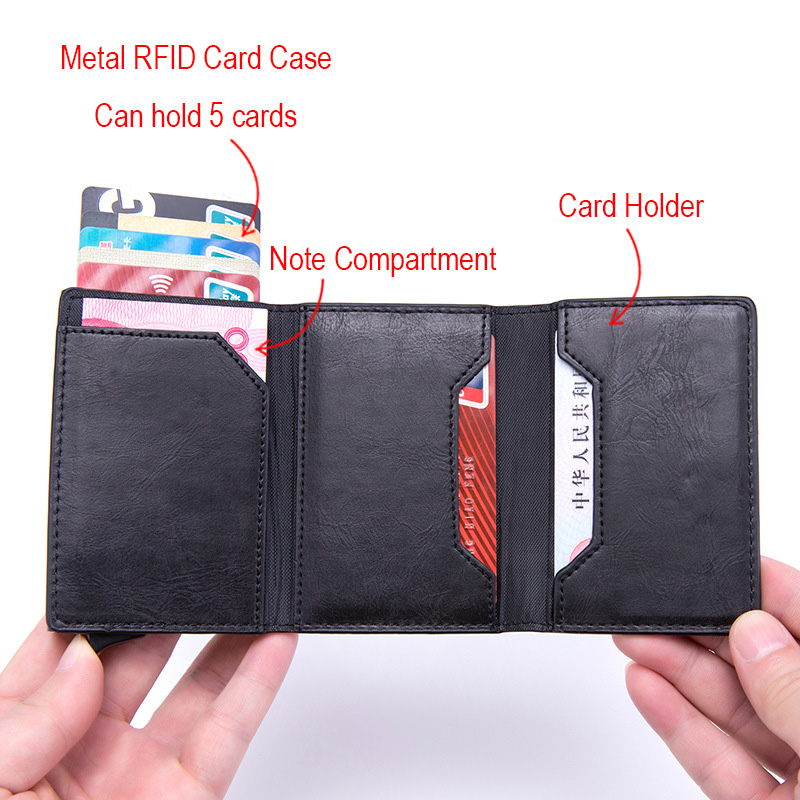 Dienqi Carton Fiber Kaarthouder Slanke Mannen Portefeuilles Trifold Rfid Blocking Slim Mini Portemonnee Kleine Metalen Purse Vallet Walet Magneet