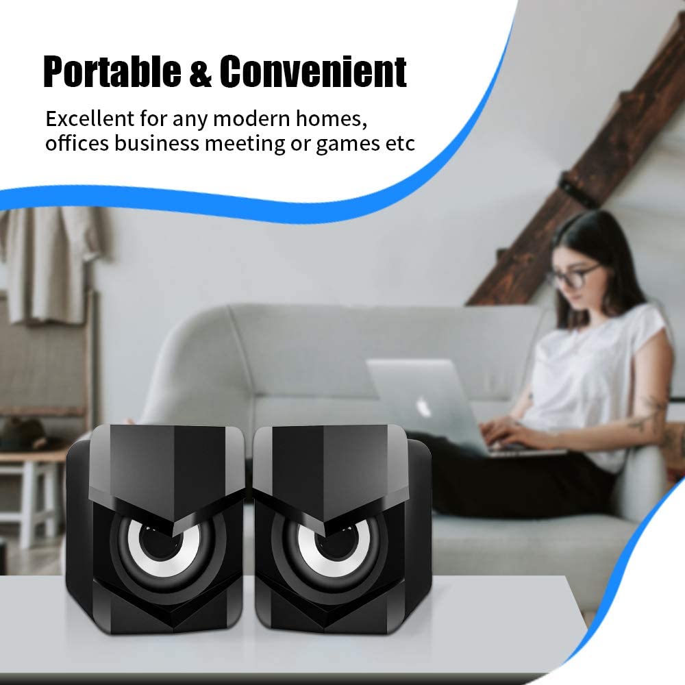 Mini Speaker,PC Wired Desktop Speaker,2.0 Stereo Sound USB Powered Laptop Speaker for Computer,Mac,Pad,Cellphone