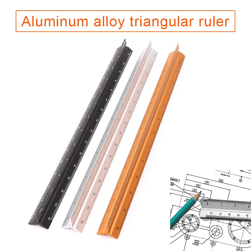 30cm Triangular Architect Scale Ruler Aluminum Scale Ruler for Drafting FKU66