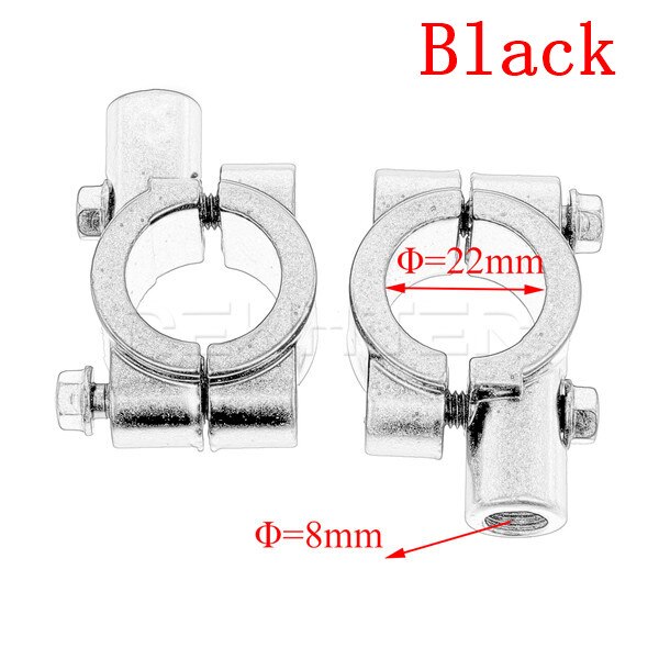 2 pièces noir argent moto accessoires miroir montage pince vue arrière miroir support taille 22mm 10mm 8mm 10mm 25mm: Black 8mm 22mm
