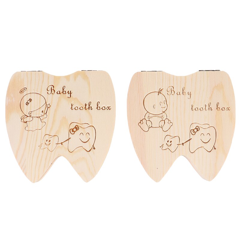 1pc Baby Wood Baby Girl Boy Tooth Organizer Boxes Save Deciduous Teeth Storage Keepsakes Collecting