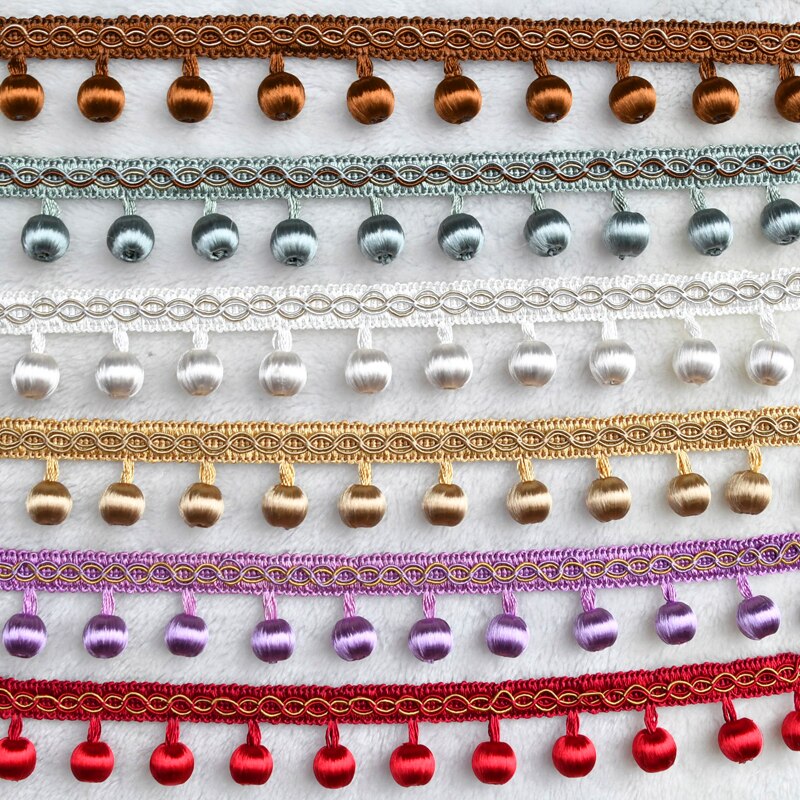 3 meter/lot europeisk stil rayon spets tofs frans boll gardin soffa duk tillbehör pom spets trim gör det själv dekoration