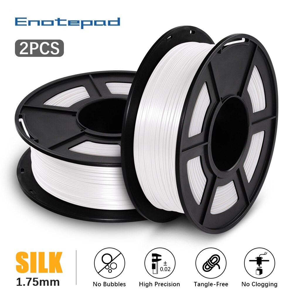 Enotepad PLA Silk filament for 3d filament silk rainbow 3D Printing Materials with Vacuum packaging fast: SILK-WT-2KG