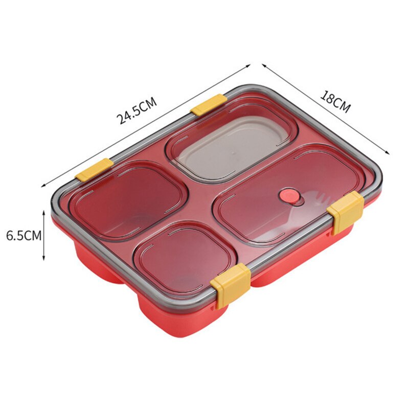 Lunchbox Bento Box Lunch Container Voedsel Opbergdoos Magnetron Draagbare Gezonde Picknick Voor Kinderen Volwassen Student Plastic 3 kleur: 4-Grid Red