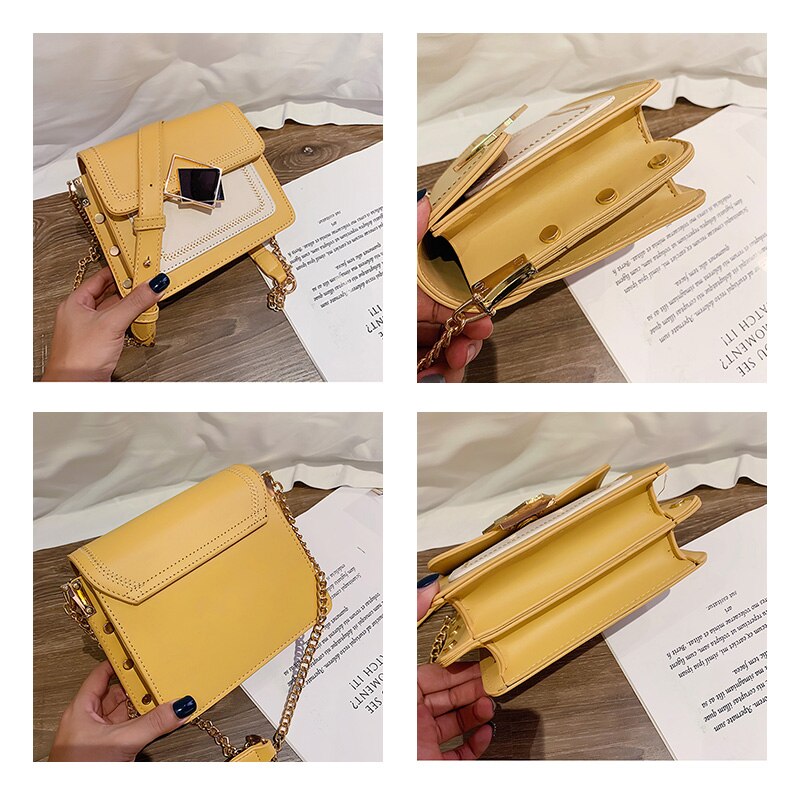 Chain Pu Leather Shoulder Bags for Women Small Crossbody Simple Special Lock Female Travel Handbags