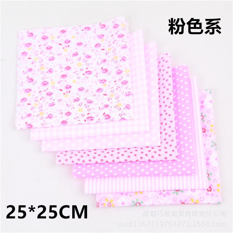 25 x 25cm 50 x 50cm sett bomullsstoff gjør-det-selv-sy quiltende dukkestoff til kjole patchwork blande stoff håndarbeid håndlaget materiale: Rosa / 25 cm x 25cm