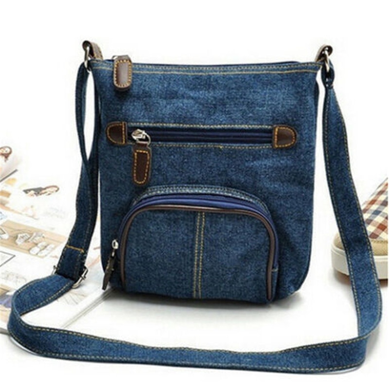 Trend blå denim håndveske kvinner skulder messenger bags cowboy stil pakke dame jenter håndvesker