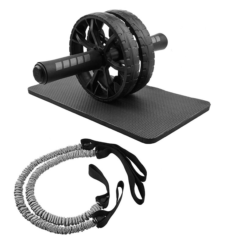 Xc-tewatwo rodillo de rueda Abdominal con soportes de empuje-ups cuerda de salto Ab rodillo mano fortalecedor entrenador muscular equipo de Fitness: Plata