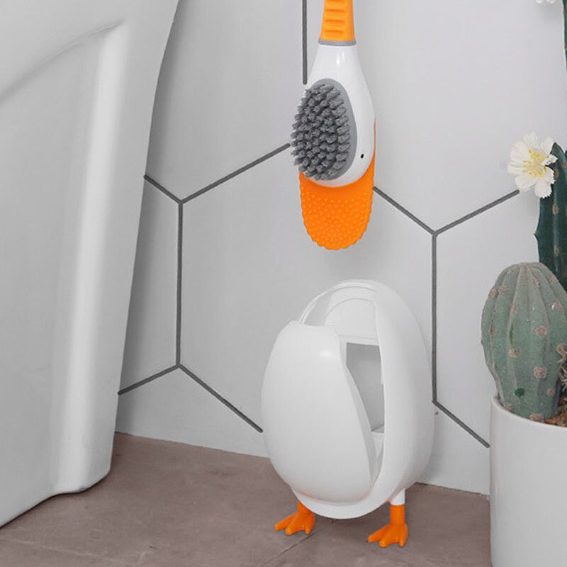 Neue Silikon Wc Pinsel einstellen Nette Tauchen Ente Zauberstab-montiert Stand Langstieligen Schlecht Tiefe Reinigung TPR zubehör