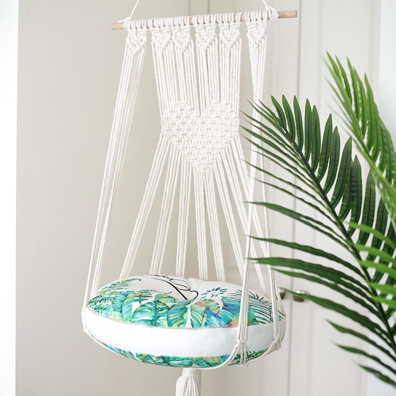 Handwoven Tapestry Wall Hanging Macrame Pet Cat Hammock Bed Swing Cage Cat Dog Bed HouseTassel Hanging Sleep Chair Seat Bed