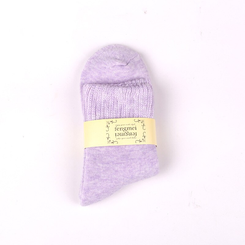 1 par tyk varm uld frotté håndklæde kvinder sok farverige sokker fri størrelse søde sokker vinter vintage jule soild sokker: 008