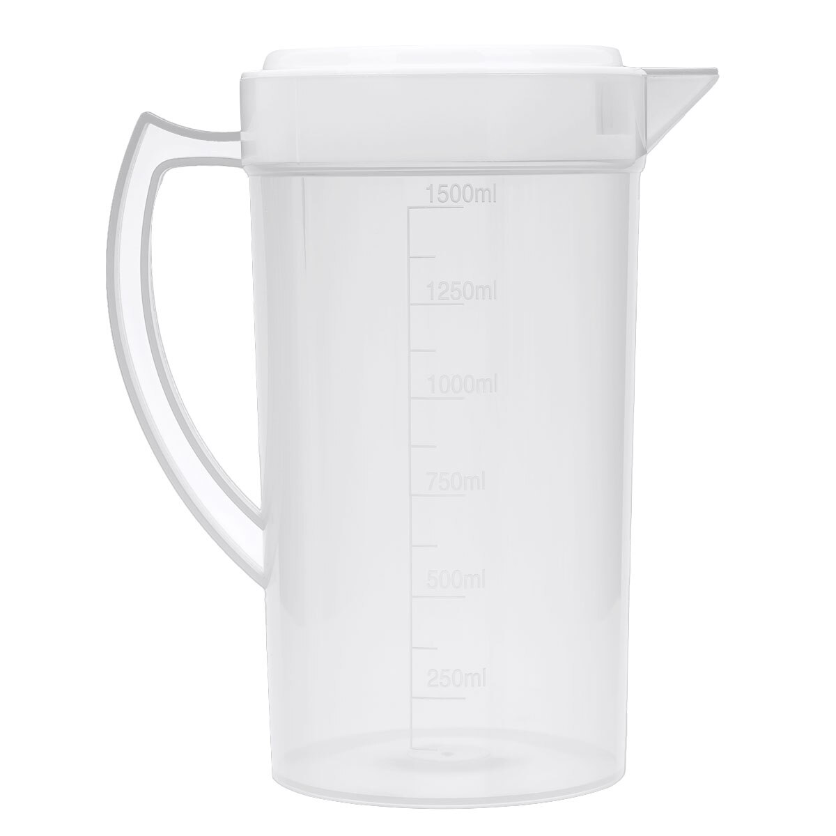 Stor kapacitet mad grade plast måle vand kande kande køkken kande vandfiltre med låg til is te juice øl: Hvid 1500ml