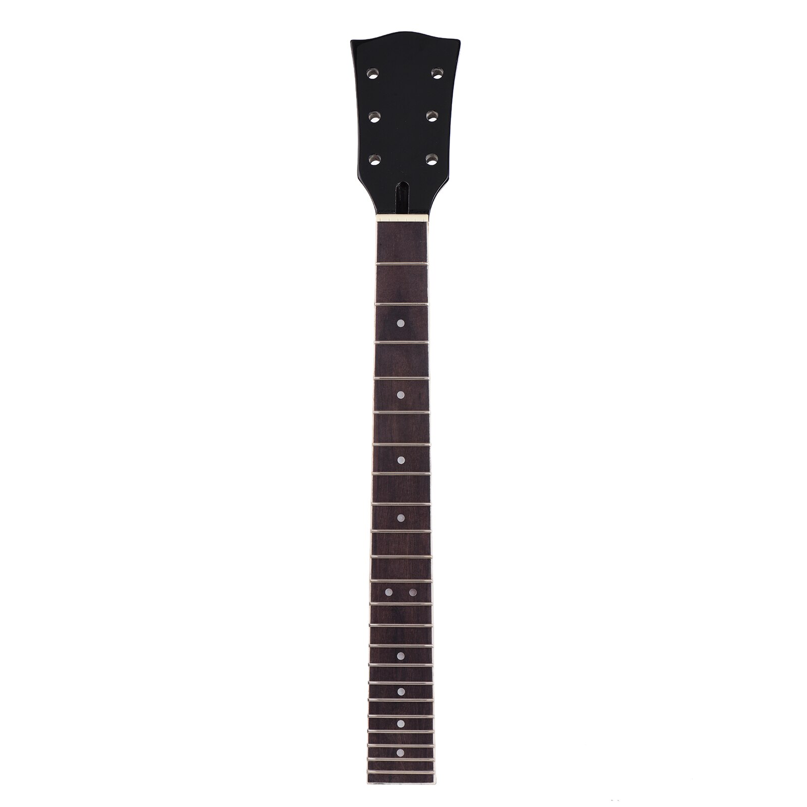 Black Electric Guitar Neck Maple Wood 22 Frets Fingerboard with White Dots Inlay Replacement for Electric Guitar: Default Title