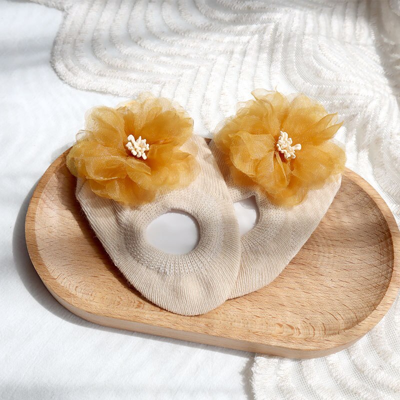 Cute 3D Flower Baby Socks Spring Summer Infant Baby Floor Socks Soft Cotton Anti-Slip Boat Socks for Princess Girls Accessories: e / 0 to 12m