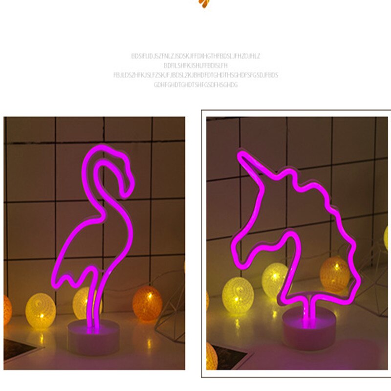 Neon led lys skilt 8 modus julefest hjemmedekorasjon soverom natt lys bordlampe flamingo måne enhjørning tre