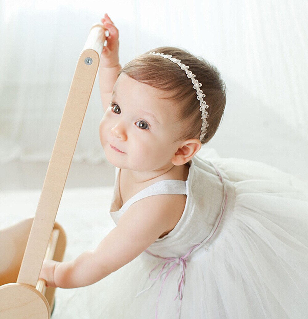 Baby Meisjes Prinses Kant Bloemen Diamant Parel Hoofdbanden Elastische Kids Kinderen Effen Lint Haar Haarbanden Bandeau Fille