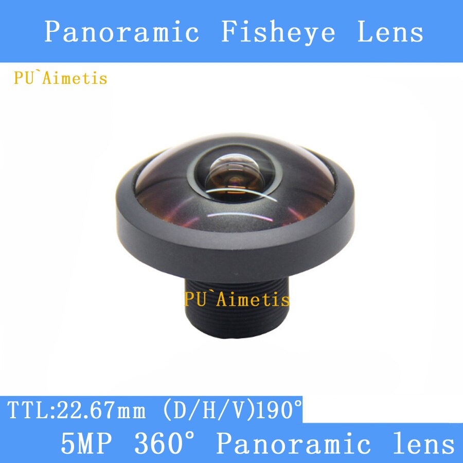 PU'Aimetis 5MP 360 graden panoramische fisheye 1.8 MM lens ultra groothoek volledige glas 7G HD M12 CCTV lens Camera Bewakingscamera