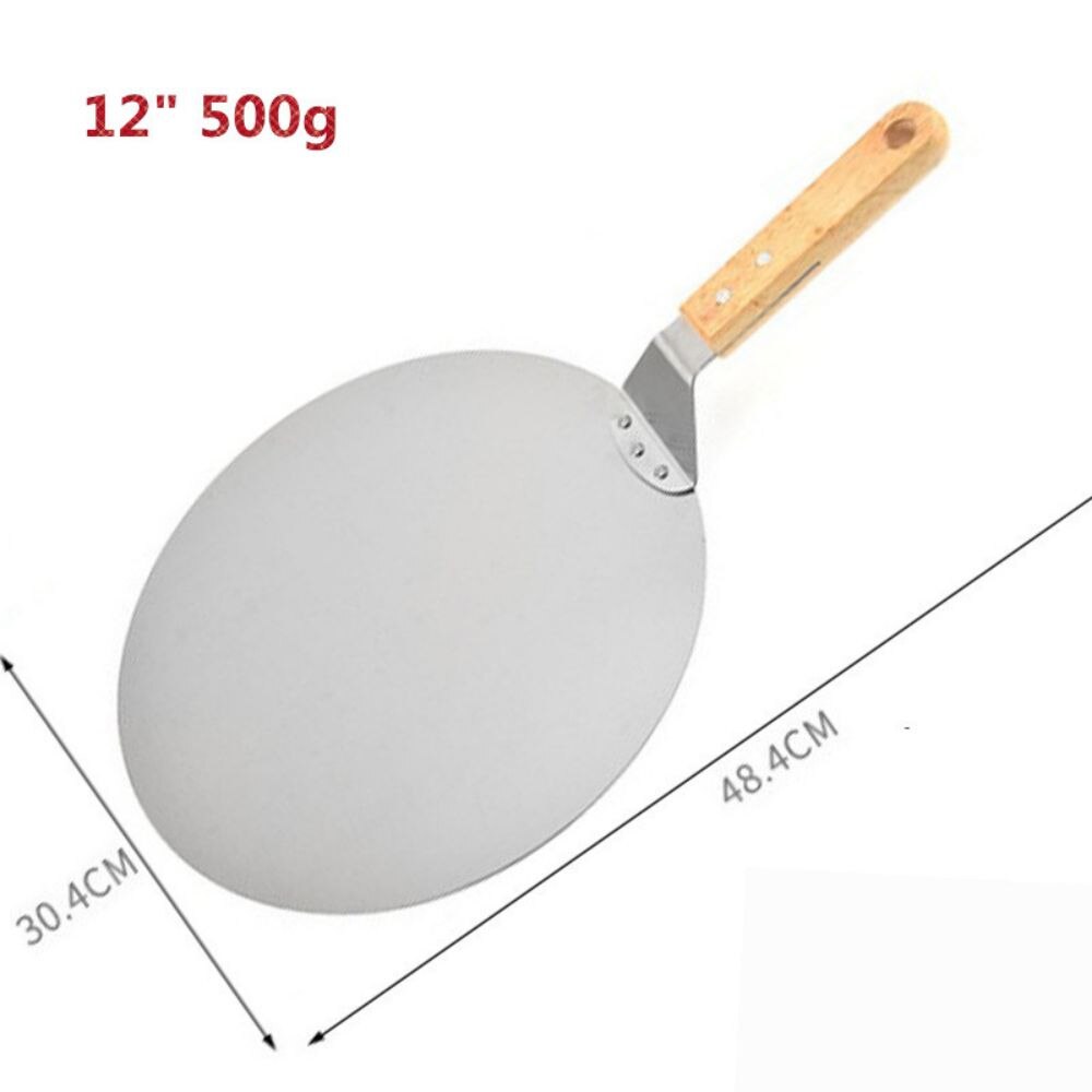 Drehen Pizza schälen 10/12 Zoll Edelstahl Runde Pizza Platte mit Holz Griff Zubehör für Backen Hausgemachte Pizza und Brot: 12 Zoll