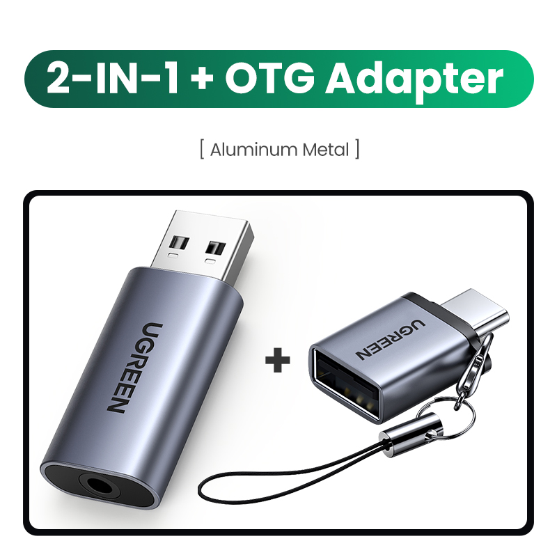 UGREEN Sound Card USB to 3.5mm Audio Interface Adapter for Earphone Mic for PC Laptop PS5/4 TRRS(CTIA/OMTP) Aluminum Metal Shell: Dark Grey