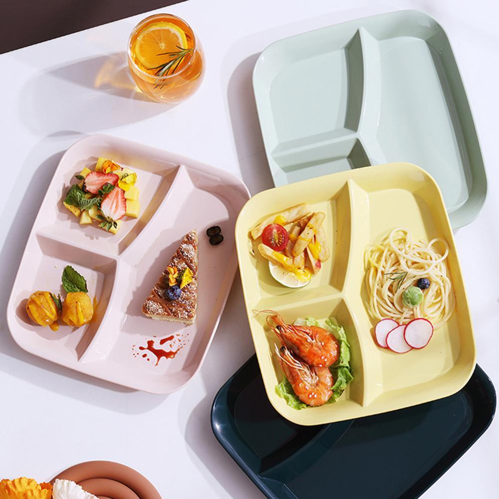 3-grids Divided Lunch Plate One Person Lunch Plate Rectangle Divided Dinner Tray Lunch Container Food Plate Bowl тарелки для еды