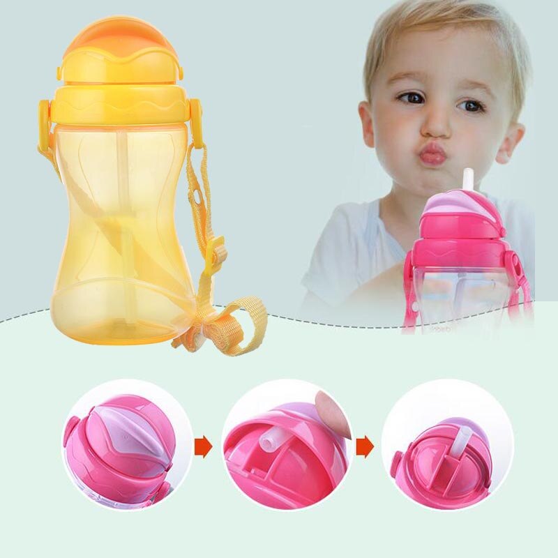 420ml søde babyflaske spædbarn nyfødte børn lærer at fodre drikke halmflaske børn halmjuice vandflasker træningskop