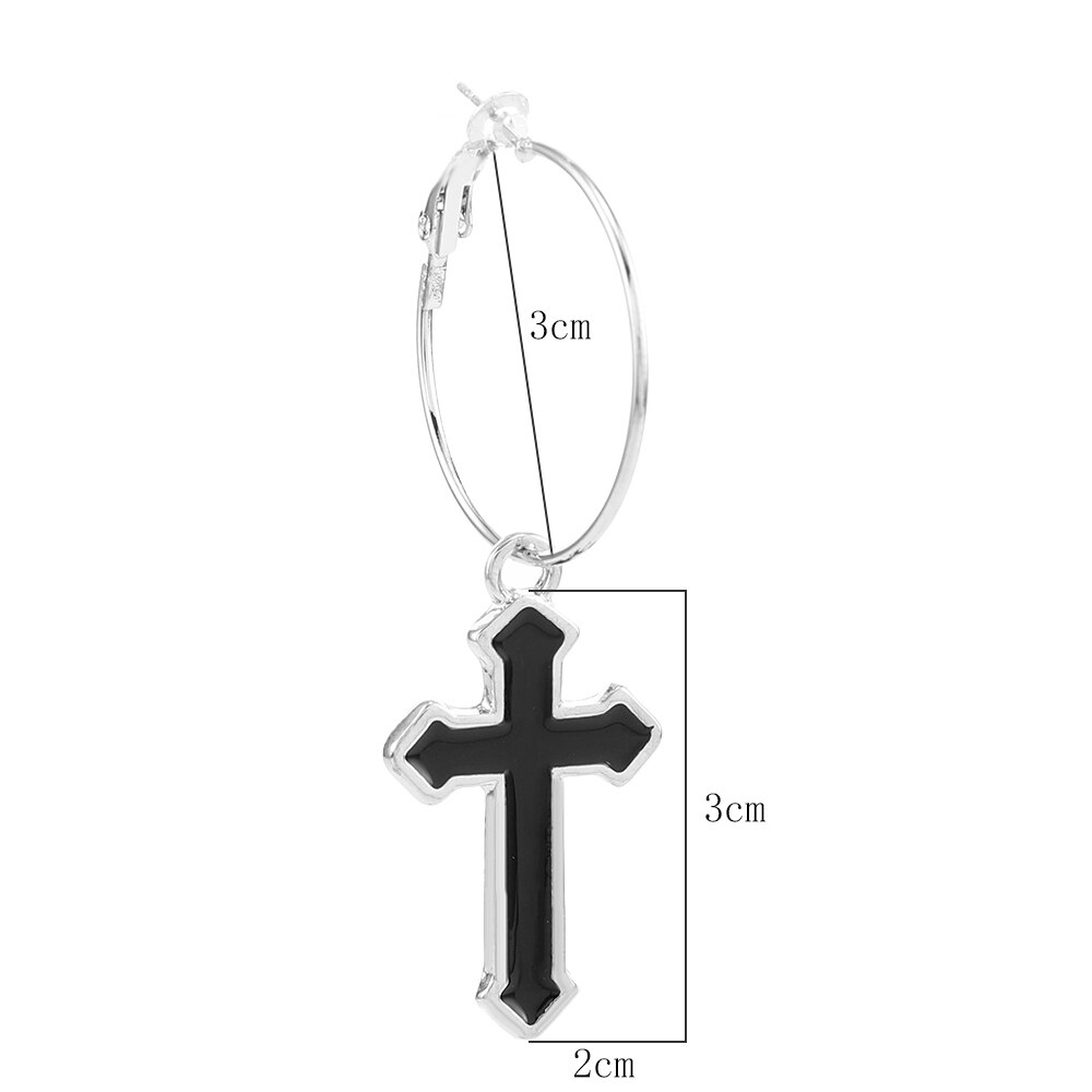 Pendientes grandes de Metal estilo callejero para mujer, aretes con Cruz hueca, estilo Punk, Hip Hop, joyería exagerada