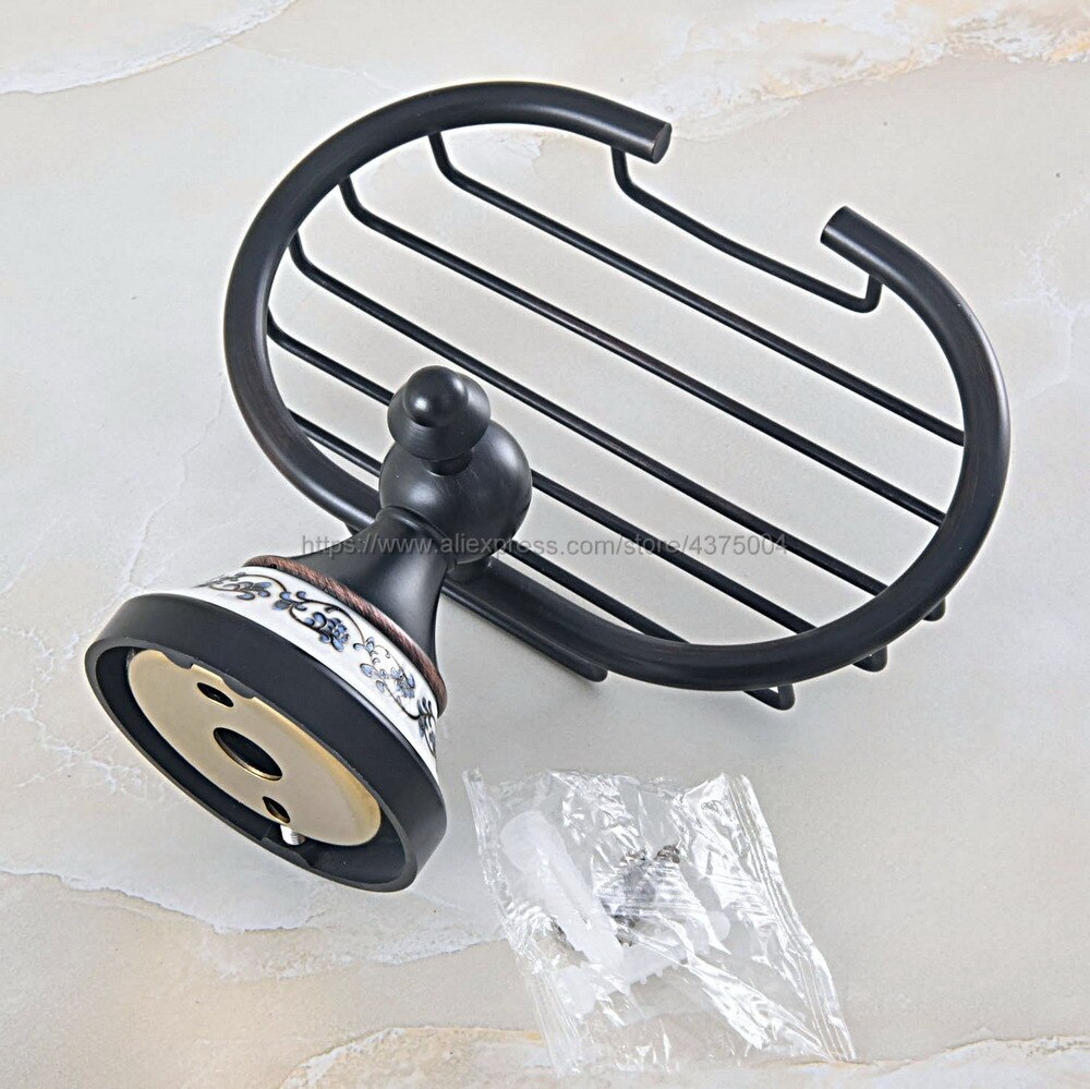 Vaisselle à savon en Bronze frotté à l&#39;huile avec porte-savon en céramique, panier à savon en cuivre, accessoires de salle de bains, ensemble de matériel de bain Nba757