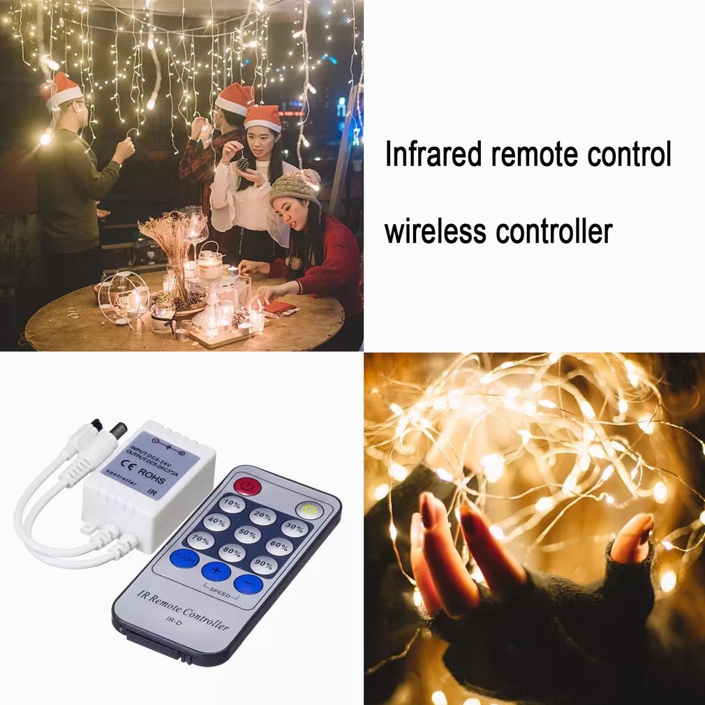 Mini Remote Control Dimmer For Single Color LED Strip LED Ribbon LED Tape DC 12V-24V 144W IR 14 Key Remote Controller