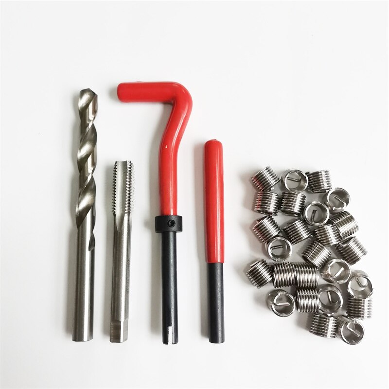 130pcs Car Pro Coil Drill Tool Metric Thread Repair Insert Kit M5M6M8M10M12for Helicoil Car Repair Tools Coarse Crowbar